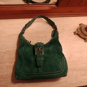 Coach Dark Green Suede Purse